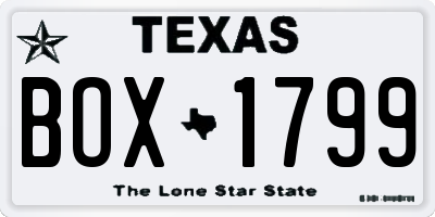 TX license plate BOX1799