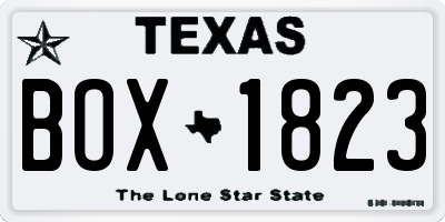 TX license plate BOX1823