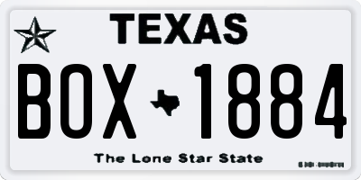 TX license plate BOX1884