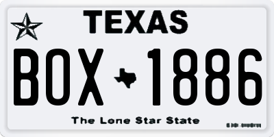TX license plate BOX1886