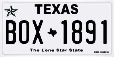 TX license plate BOX1891