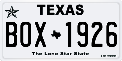TX license plate BOX1926