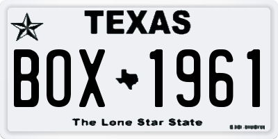 TX license plate BOX1961