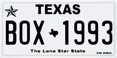 TX license plate BOX1993