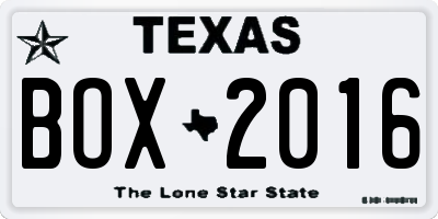 TX license plate BOX2016