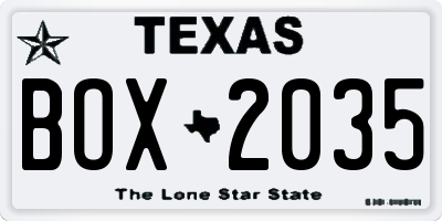 TX license plate BOX2035