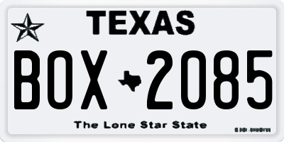TX license plate BOX2085