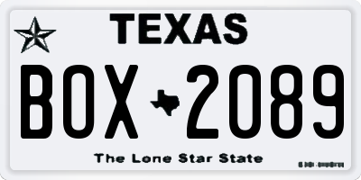 TX license plate BOX2089