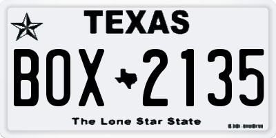 TX license plate BOX2135