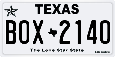 TX license plate BOX2140
