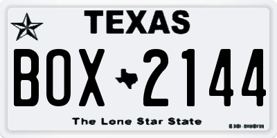 TX license plate BOX2144
