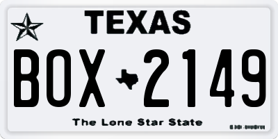 TX license plate BOX2149