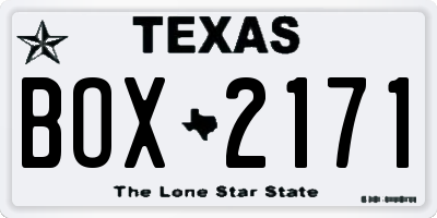 TX license plate BOX2171