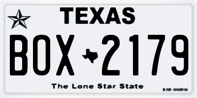TX license plate BOX2179