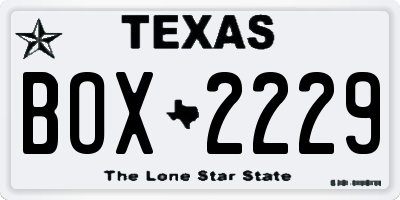 TX license plate BOX2229