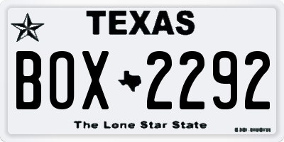 TX license plate BOX2292
