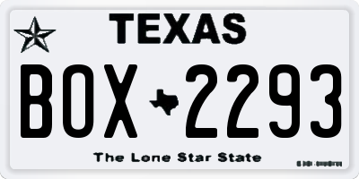 TX license plate BOX2293