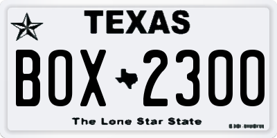TX license plate BOX2300