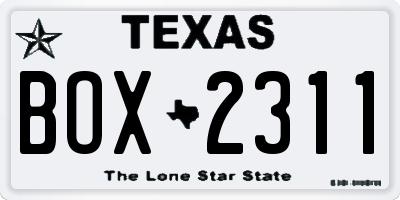 TX license plate BOX2311