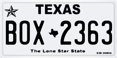 TX license plate BOX2363