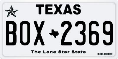 TX license plate BOX2369