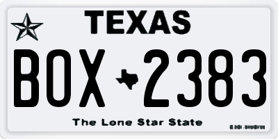 TX license plate BOX2383