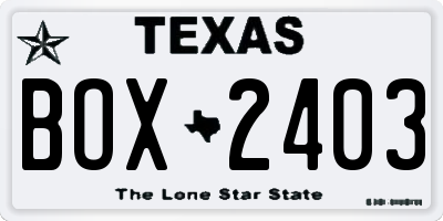 TX license plate BOX2403