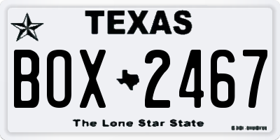 TX license plate BOX2467