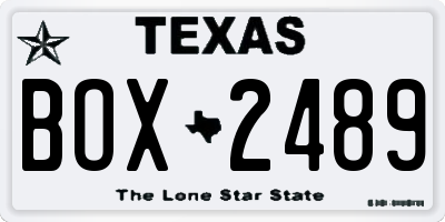 TX license plate BOX2489