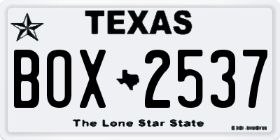 TX license plate BOX2537