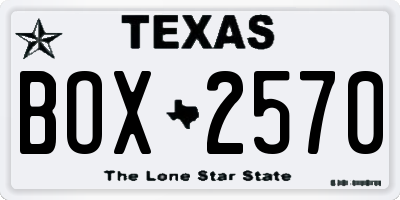 TX license plate BOX2570