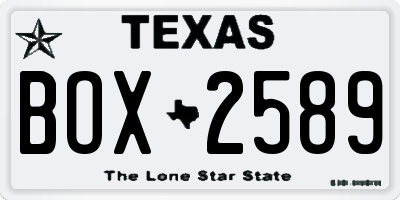 TX license plate BOX2589