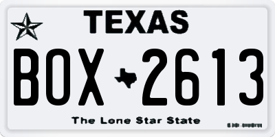 TX license plate BOX2613