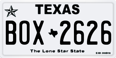 TX license plate BOX2626