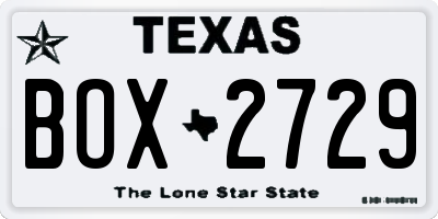 TX license plate BOX2729