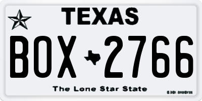 TX license plate BOX2766