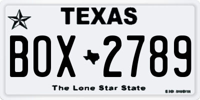 TX license plate BOX2789