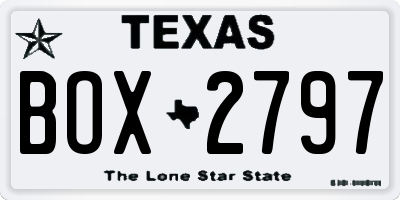 TX license plate BOX2797