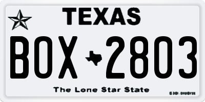 TX license plate BOX2803