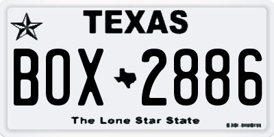 TX license plate BOX2886
