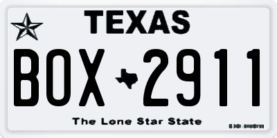 TX license plate BOX2911