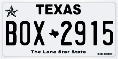 TX license plate BOX2915