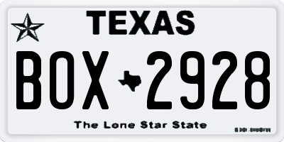 TX license plate BOX2928