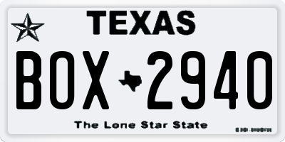 TX license plate BOX2940