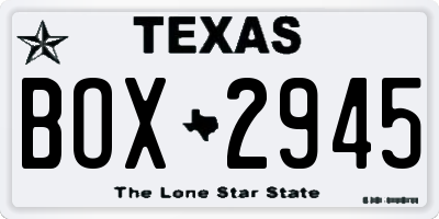 TX license plate BOX2945