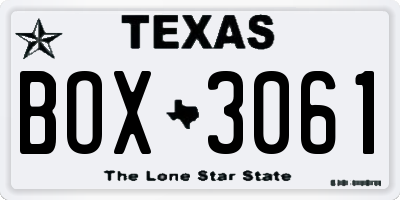 TX license plate BOX3061