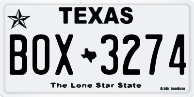 TX license plate BOX3274