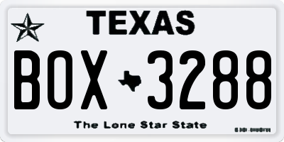TX license plate BOX3288