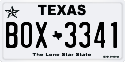 TX license plate BOX3341
