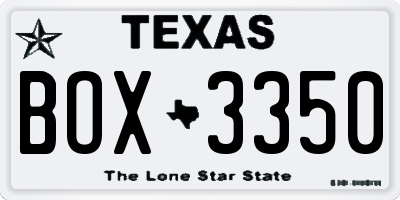TX license plate BOX3350